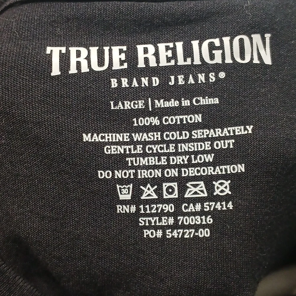True Religion Black T-Shirt with Red Accents
